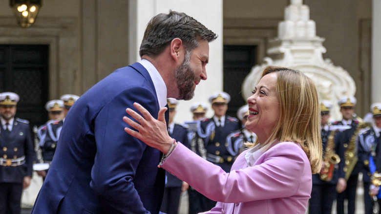 JD Vance greeting Italian Prime Minister