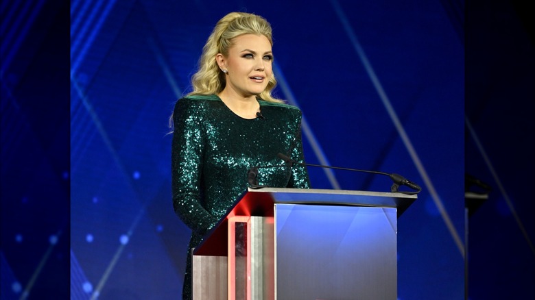 Erika Kirk speaking at podium