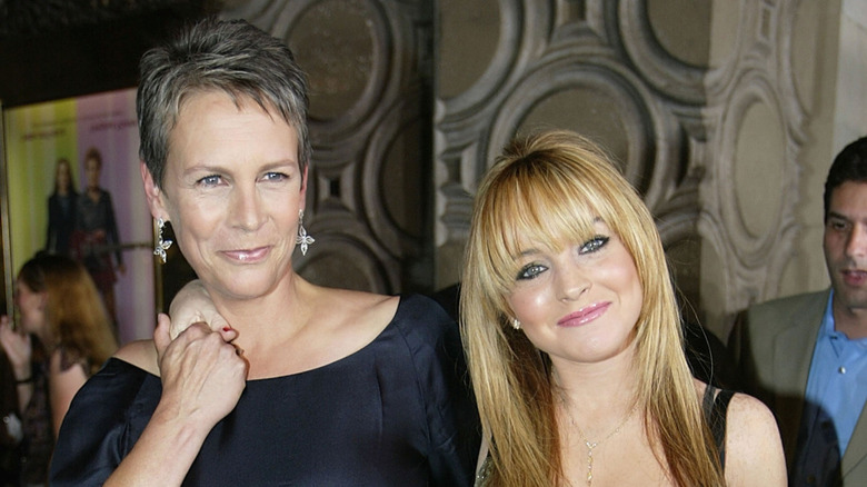 Lindsay Lohan smiling with Jamie Lee Curtis