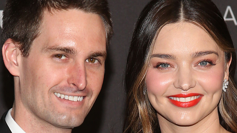 Miranda Kerr and Evan Spiegel on the red carpet