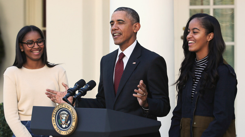 Barack, Sasha, and Malia Obama