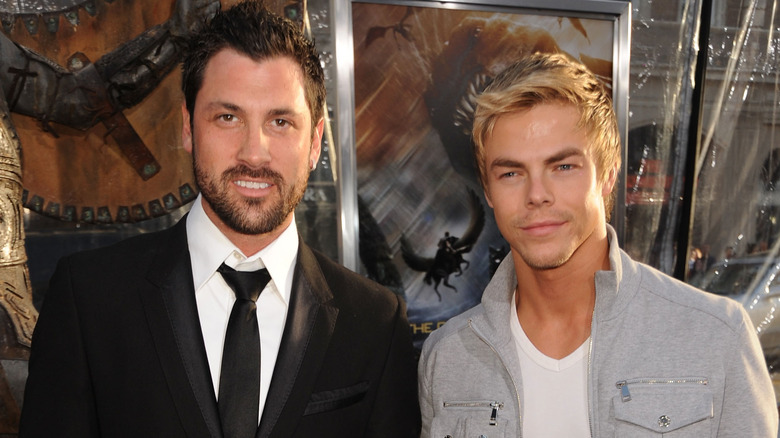 Maksim Chmerkovskiy and Derek Hough posing