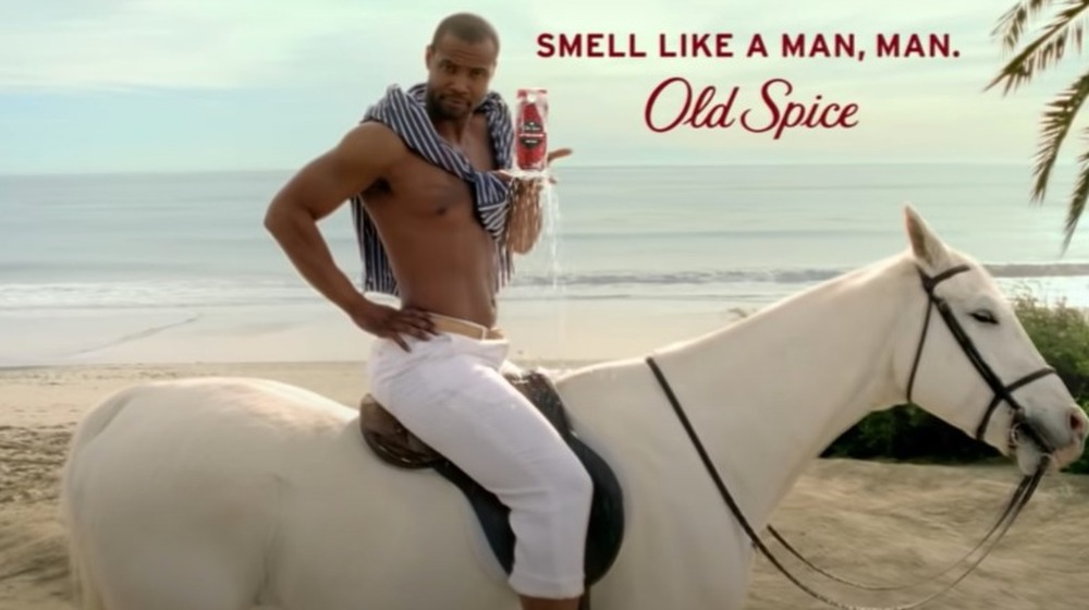 Shirtless man on a horse