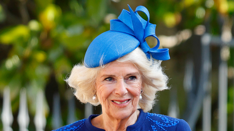 Camilla Parker Bowles smiling.