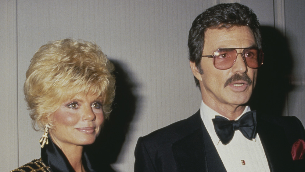 Loni Anderson and Burt Reynolds posing together