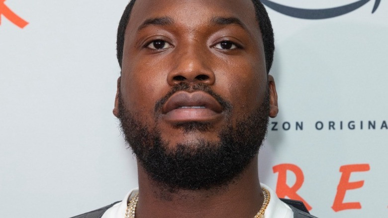 Meek Mill with serious facial expression