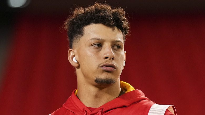 Patrick Mahomes looking serious