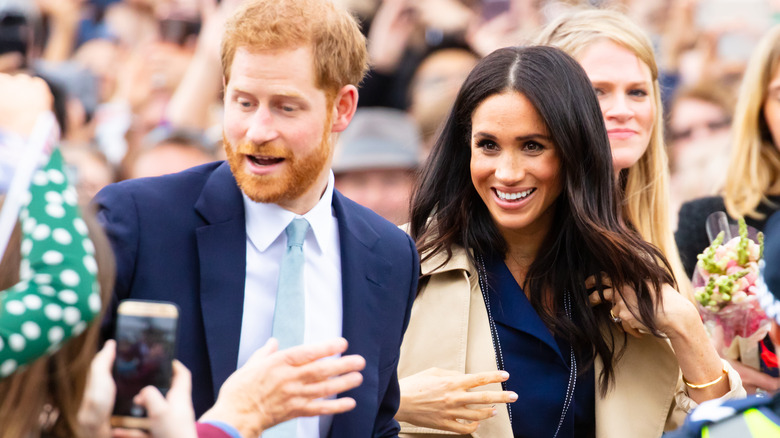 Prince Harry and Meghan Markle meeting fans