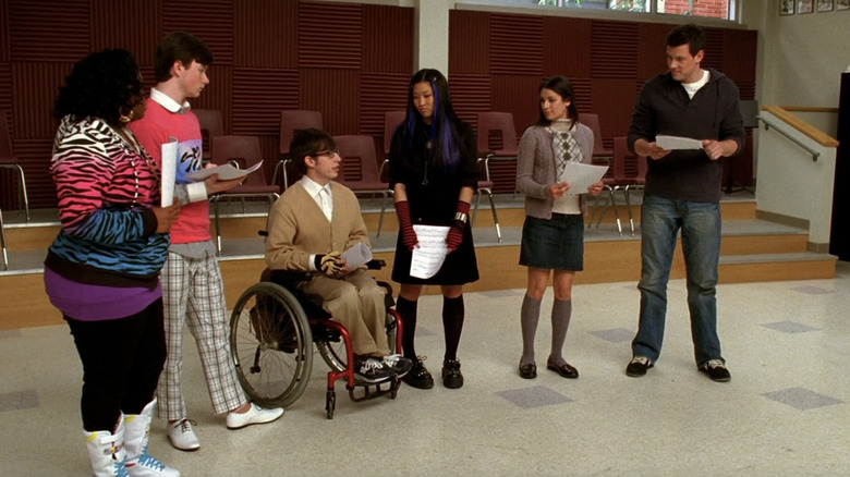 Members of New Directions preparing to sing in episode of "Glee"