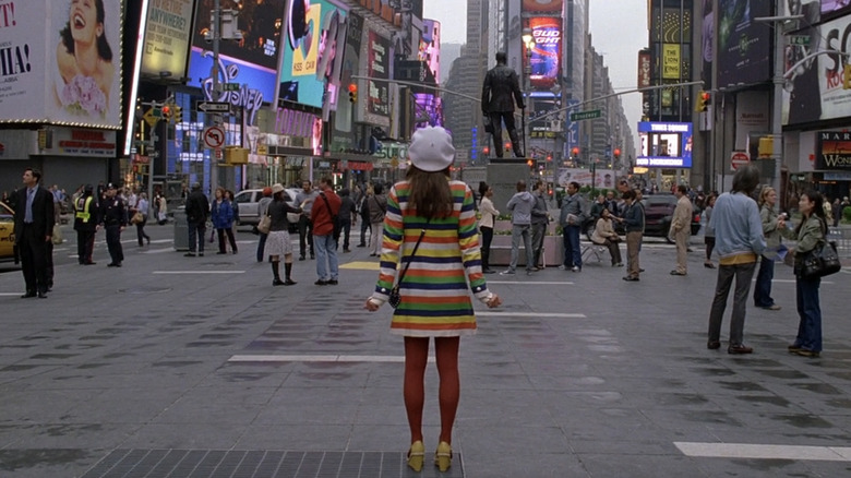 Rachel Berry stands in Times Square in "Glee" episode