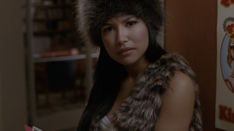 Satana wearing furs on "Glee"