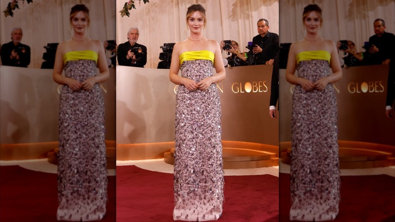 Leighton Meester Golden Globes 2026 sparkly gown