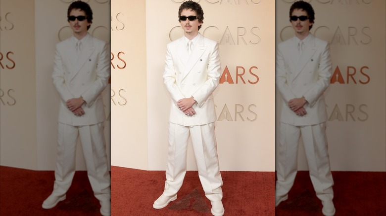 Timothée Chalamet Oscars 2026 white suit