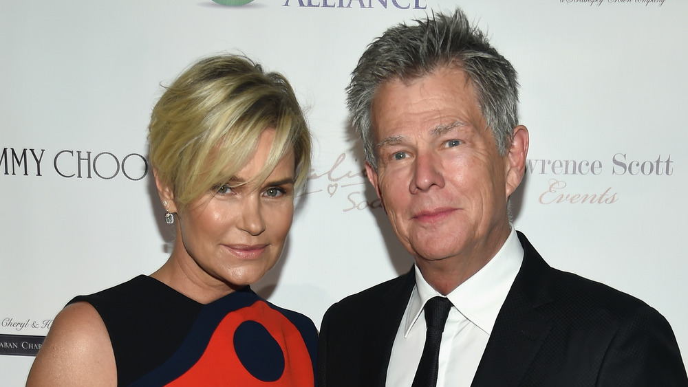 Yolanda Hadid and David Foster posing on the red carpet