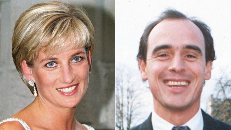 Princess Diana and James Gilbey pictured separately, both smiling