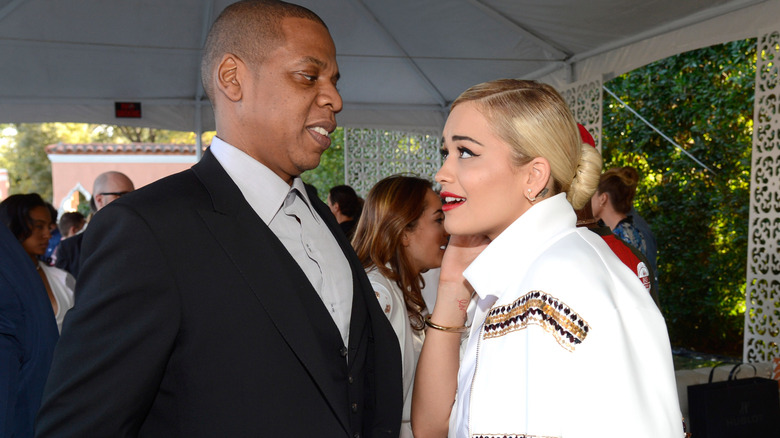 Rita Ora and Jay-Z talking