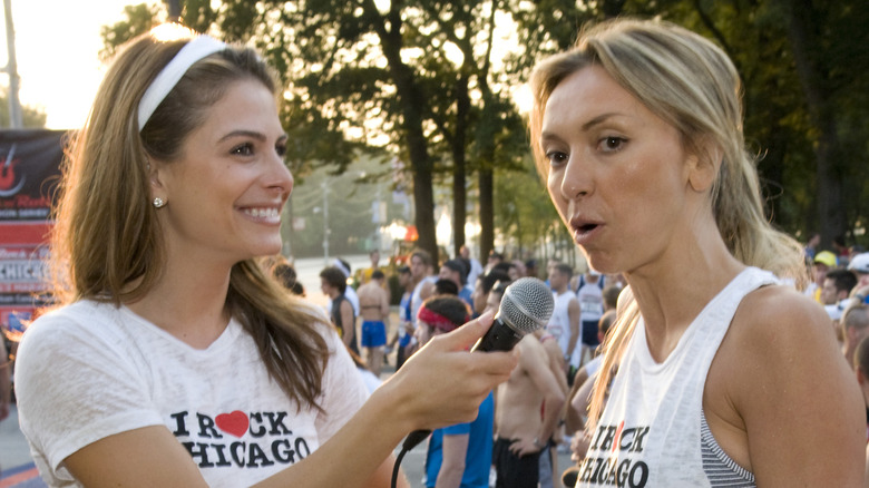 Maria Menounos and Giuliana Rancic speaking at the Chicago half-marathon