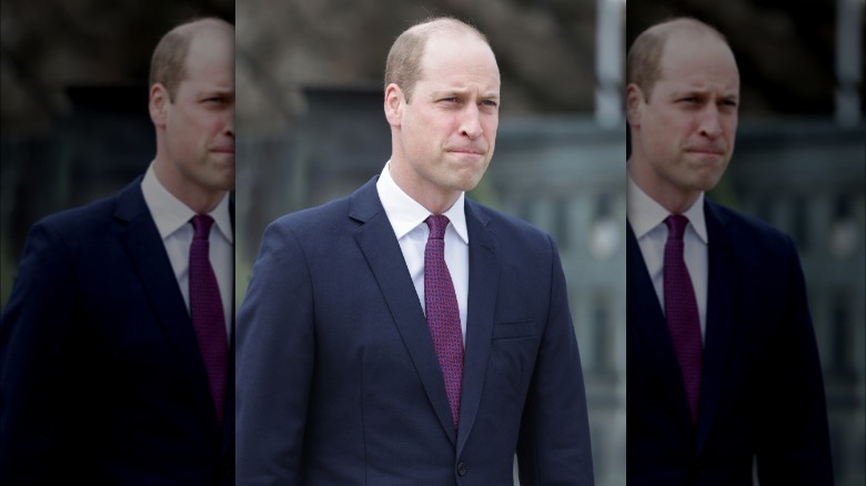 Prince William with pursed lips