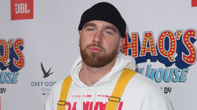 Travis Kelce wearing black beanie
