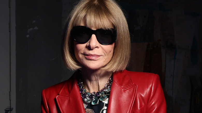 Anna Wintour wearing sunglasses, posing