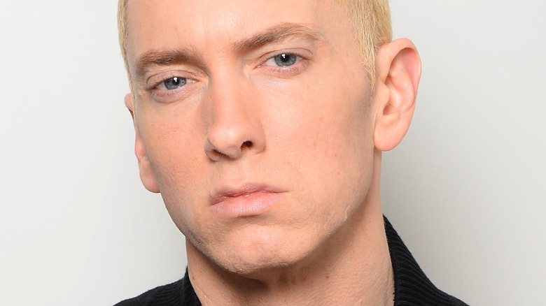 Eminem looking angry pursed lips