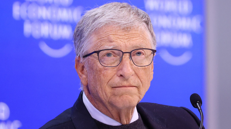 Bill Gates looking ahead in close-up