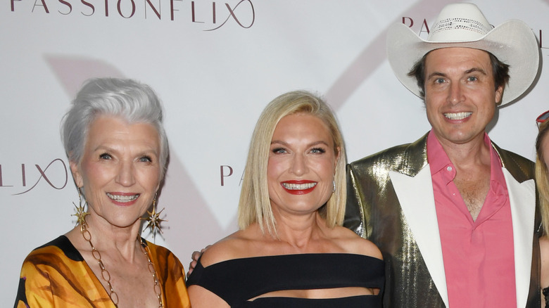 Maye Musk posing with her kids, Tosca Musk and Kimbal Musk