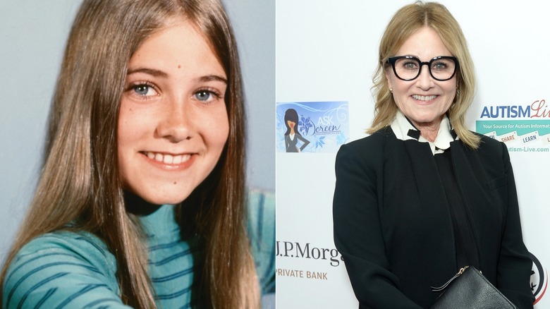 Maureen McCormick circa 1972 and at Second Annual All Ghouls Gala 2023