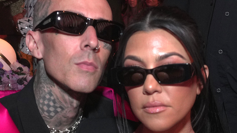 Kourtney Kardashian and Travis Barker at the 2022 Grammys