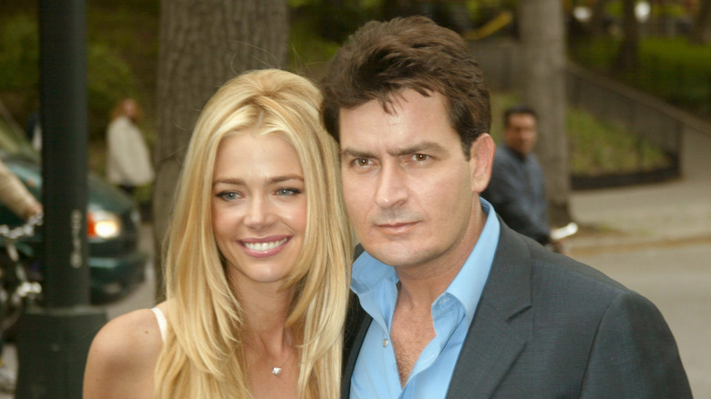 Charlie Sheen and Denise Richards attend the 2003-04 CBS upfront