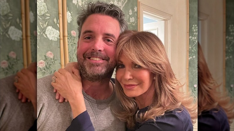 Jaclyn Smith hugs her son