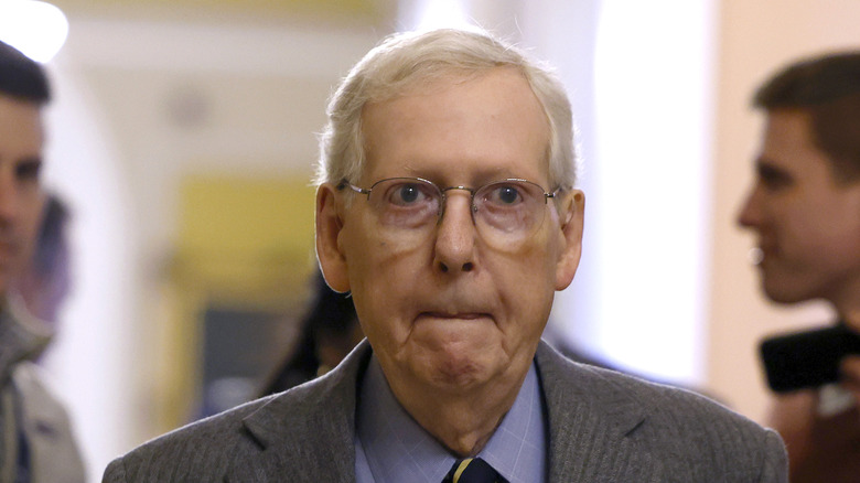Mitch McConnell stares in close-up