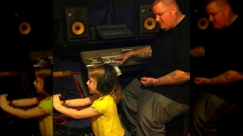 A young Bailee Ann in the studio with her dad