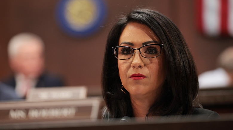 Lauren Boebert looks expressionless during March 2025 hearing