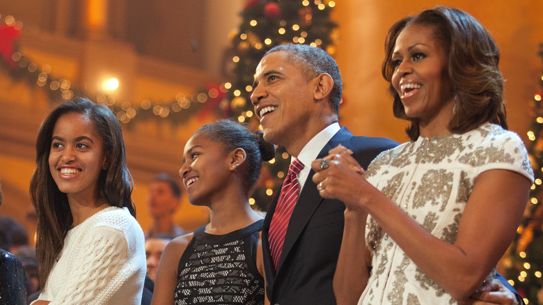 The Obamas at a White House holiday party