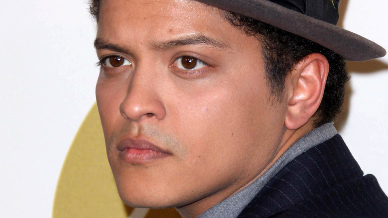 Bruno Mars looking serious