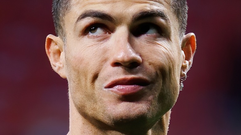 Cristiano Ronaldo looks up 