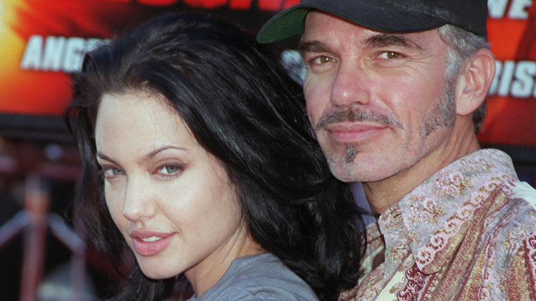 Billy Bob Thornton poses on the red carpet with Angelina Jolie circa 2000