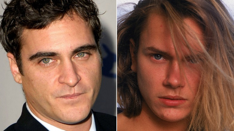 Joaquin Phoenix, River Phoenix posing