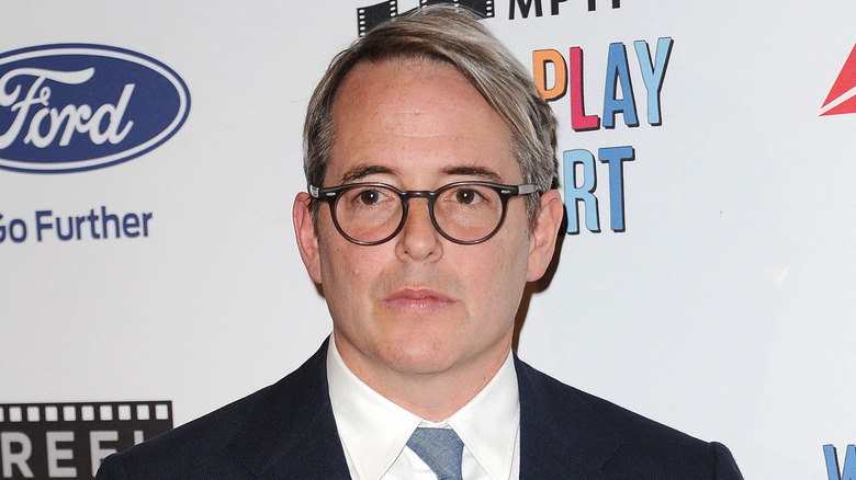 Matthew Broderick wearing glasses and blue tie at the 6th annual Reel Stories, Real Lives at Milk Studios in 2017
