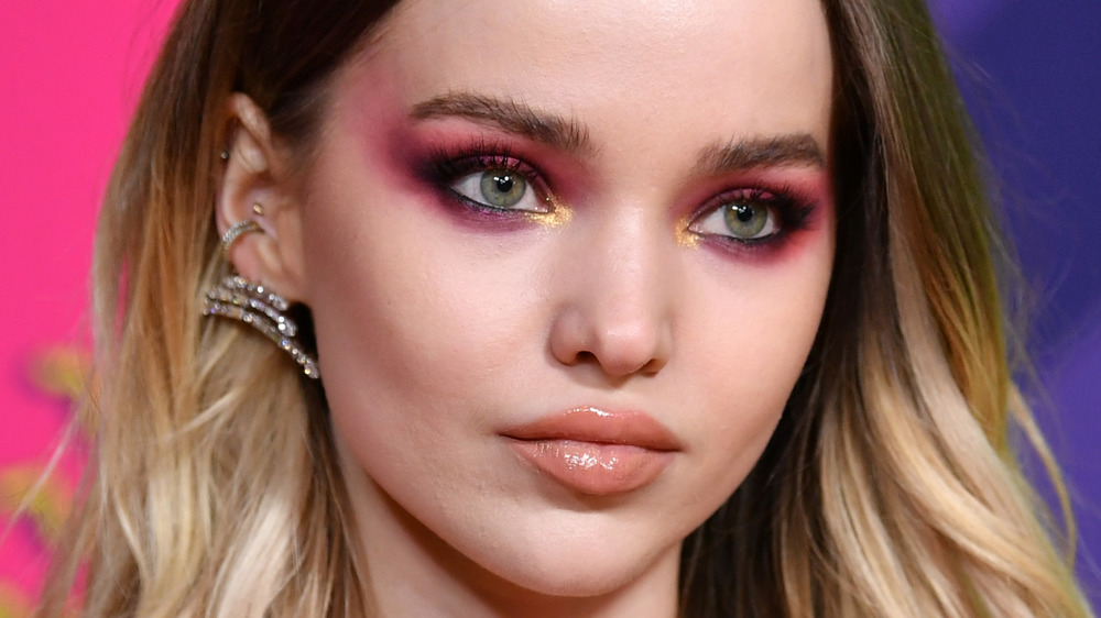 Dove Cameron wears pink eyeshadow