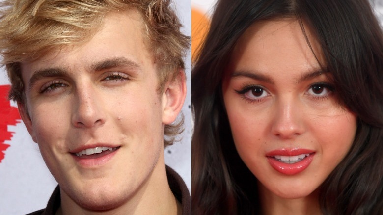 Jake Paul smiling, Olivia Rodrigo smiling