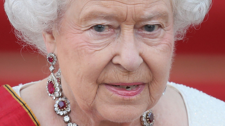 Queen Elizabeth II looking serious