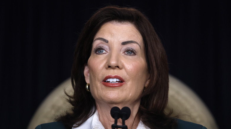 Kathy Hochul speaks during press conference in 2025