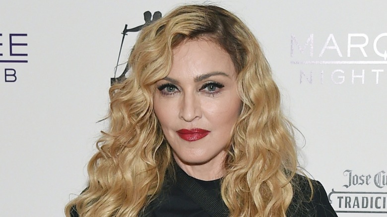 Madonna wearing red lipstick 