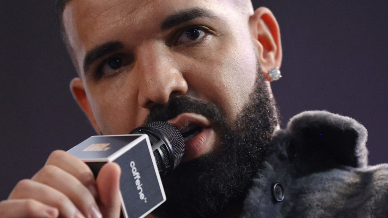 Drake speaks at a rap battle