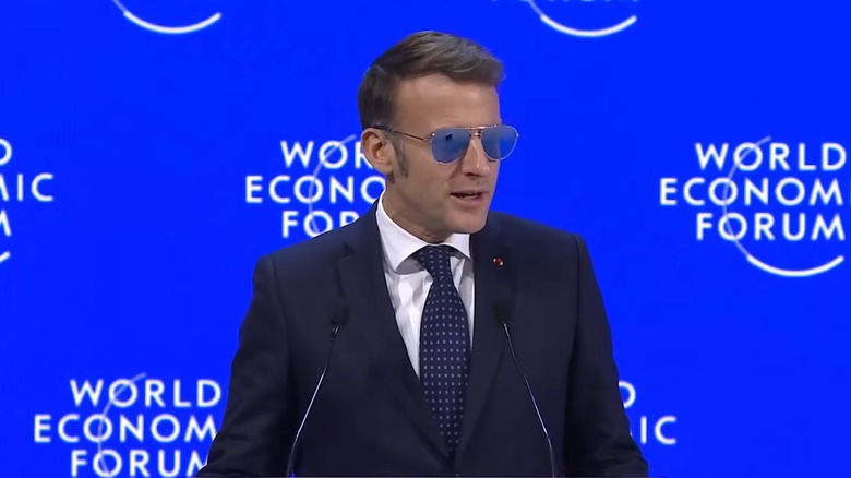 Emmanuel Macron wearing sunglasses