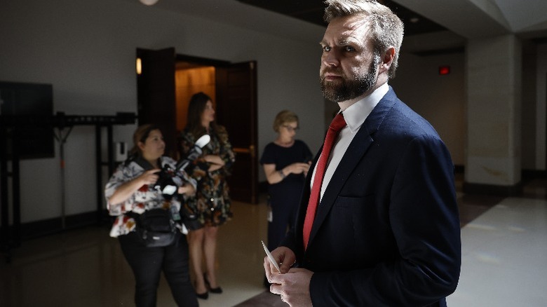 JD Vance arrives for a briefing in Washington, DC (2023)