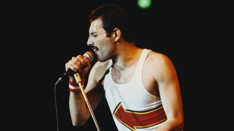 Freddie Mercury performing