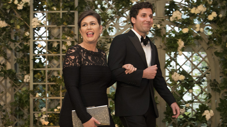Sarah Huckabee Sanders and her husband Bryan arriving at the White House for a state dinner